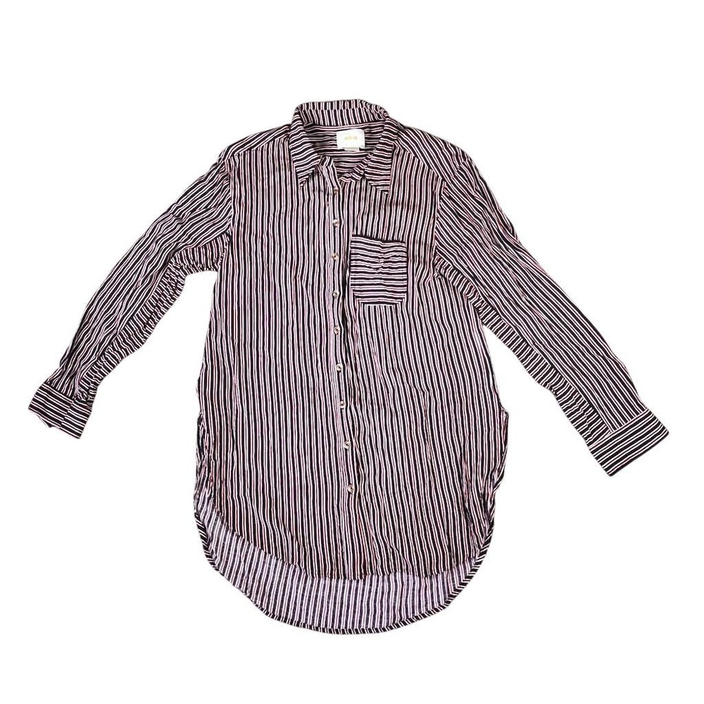 Maeve Anthropologie Women's XS Striped Button Down‎ Tunic Top Multicolor